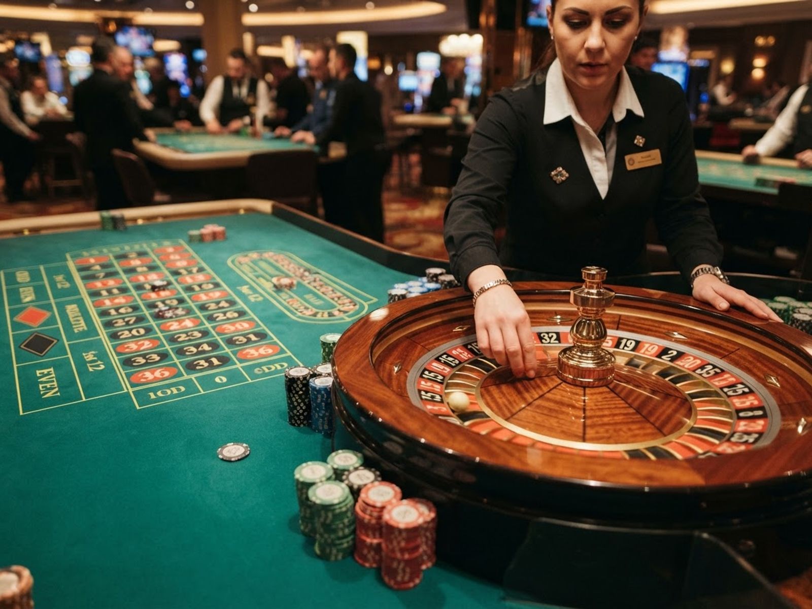 Live dealer draait het roulettewiel