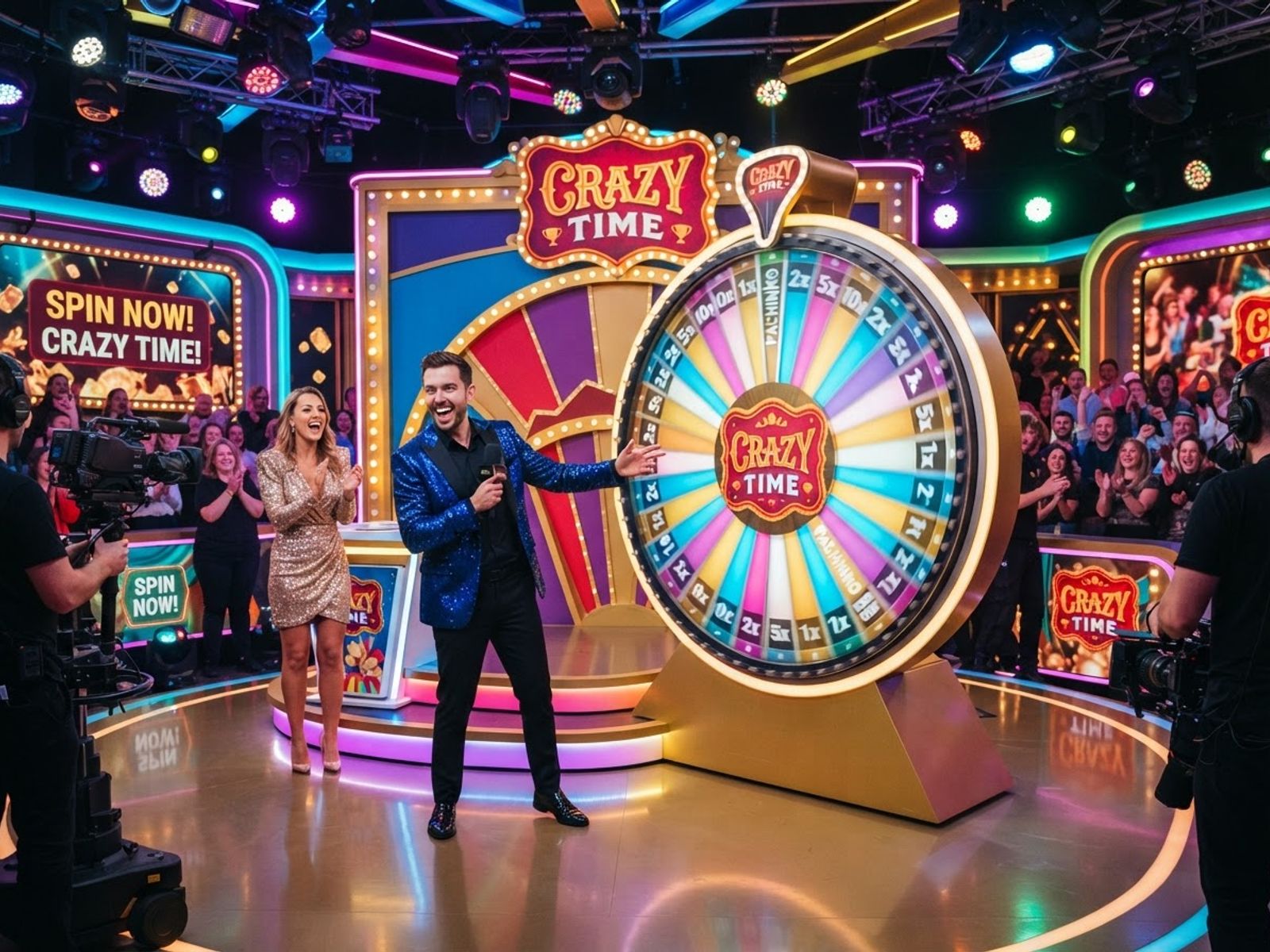 Kleurrijk rad van een live spelshow